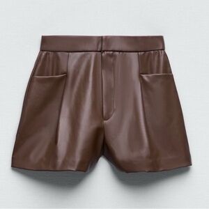 Zara Brown Faux Leather Shorts